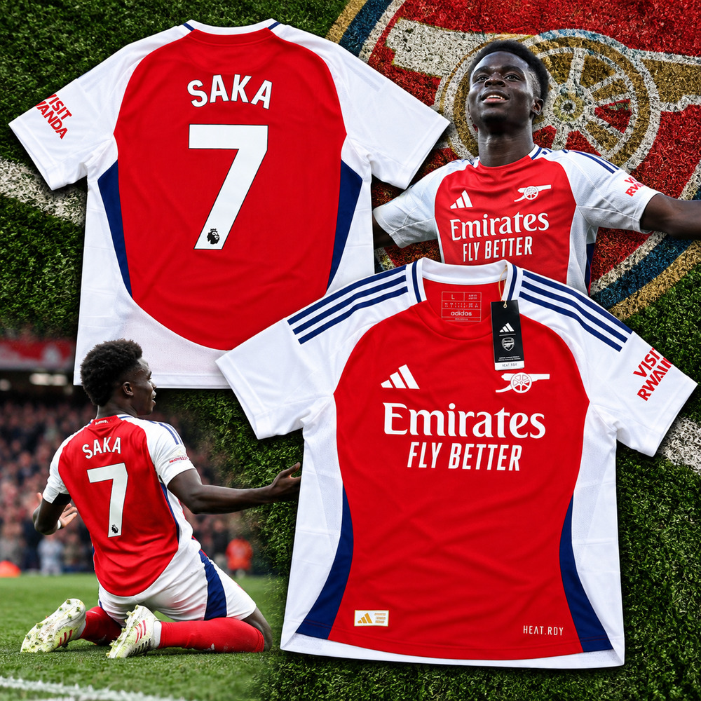 Arsenal FC Bukayo Saka #7 Adidas 2024/25 Home EPL Soccer Jersey Large NWT